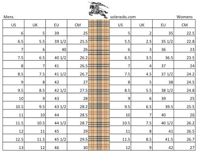 burberry sizes|burberry size chart men's.